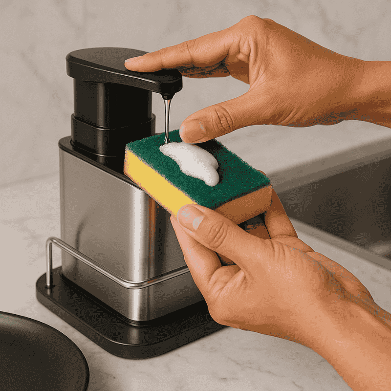 DISPENSADOR DE JABON PARA COCINA 3 EN 1 🧼🧽